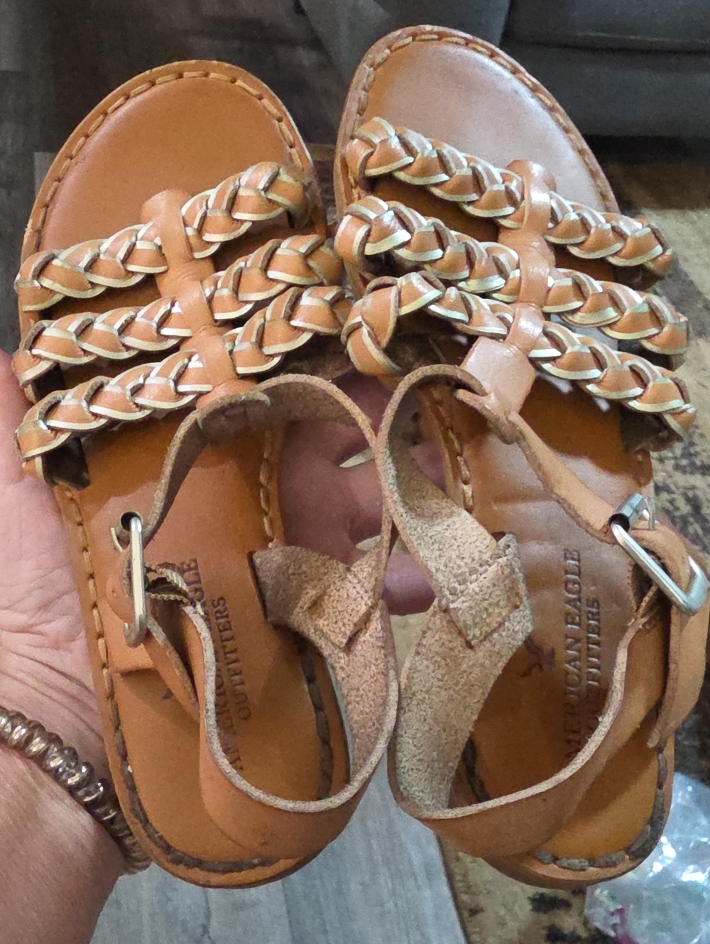 American Eagle Outfitters Tan Braided-Strap Sandals